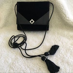 🆕 Black Satin & Velvet Evening Bag